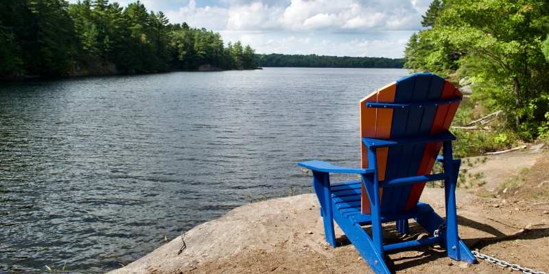 muskoka chair overlooking lake