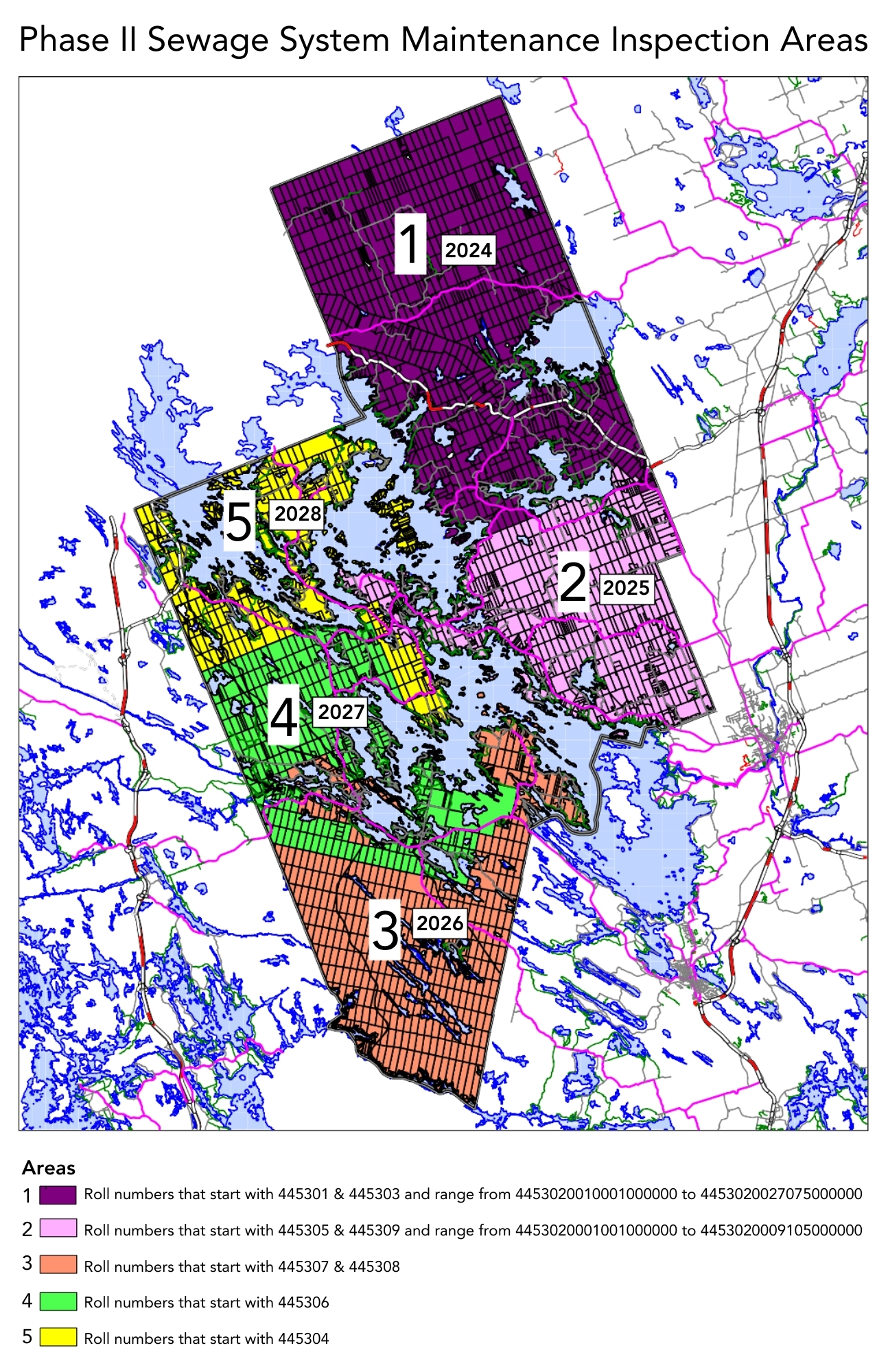 Map of sewage system maintenance inspection areas